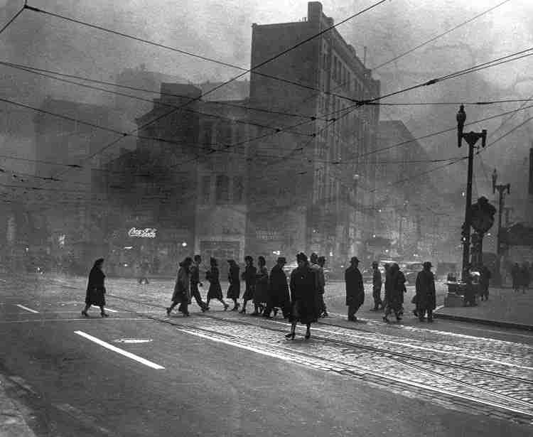 Pittsburgh, the "Smoky City", 1940s