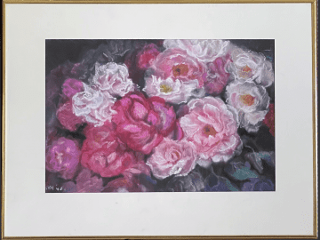 Pink Roses Pastel Painting by Irene Veronica Marcello, 2002