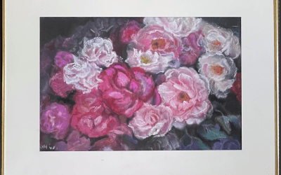 Pink Roses Pastel Painting by Irene Veronica Marcello, 2002