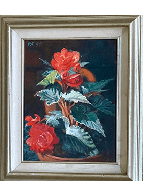 Bright Red Flowers by Frank G. Marcello (b. 1929, d. 2020)